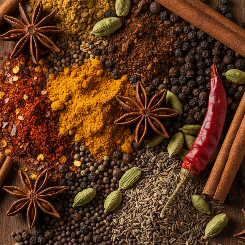 Macro shot of mixed spices
